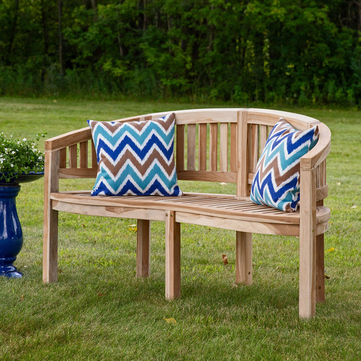 Outdoor Wooden Teak Banana Bench for Garden or Patio - 59" W