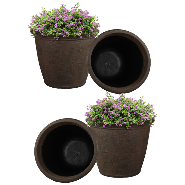 Anjelica Polyresin Large Round Outdoor Planter