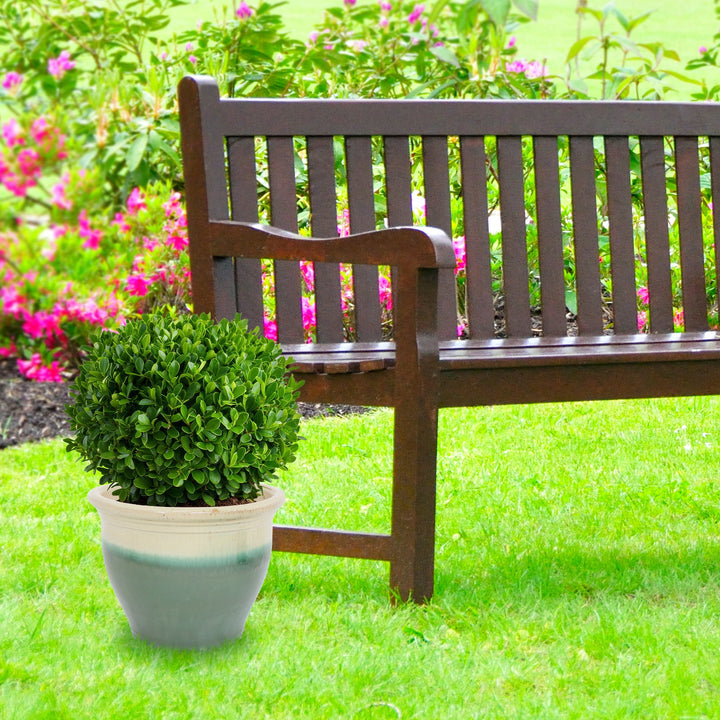 Round Glazed Ceramic Planter with Drainage