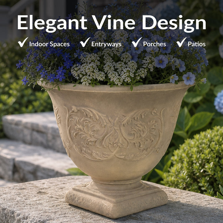 Darcy Polyresin Outdoor Pedestal Planter Urn - 16"