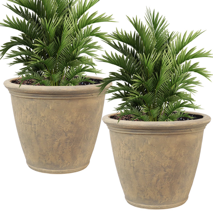 Anjelica Polyresin Large Round Outdoor Planter