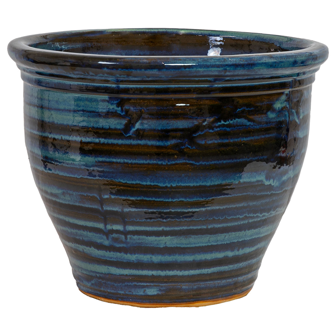 Round Glazed Ceramic Planter with Drainage