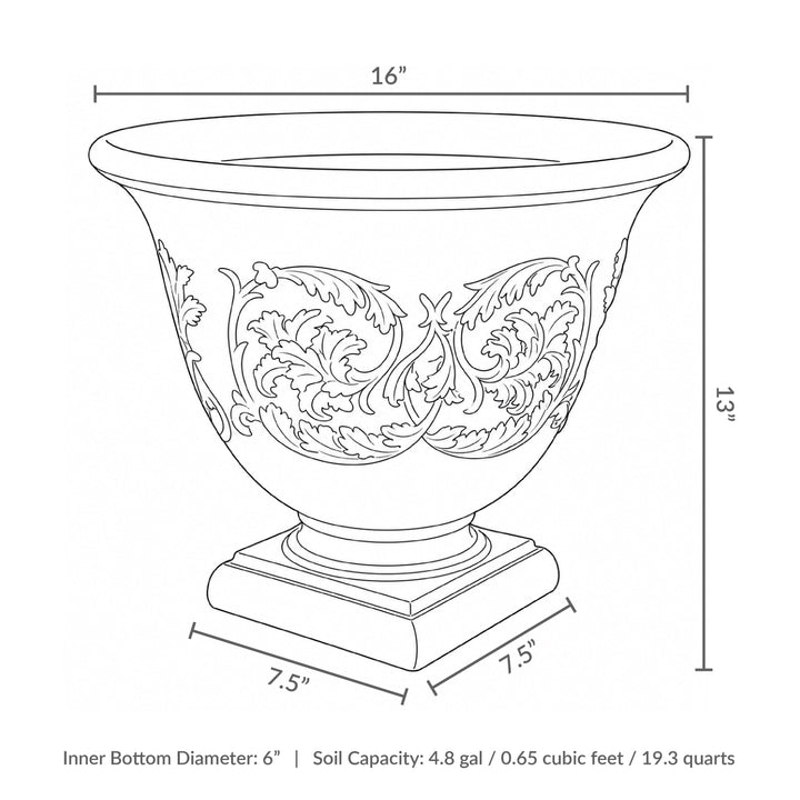 Darcy Polyresin Outdoor Pedestal Planter Urn - 16"