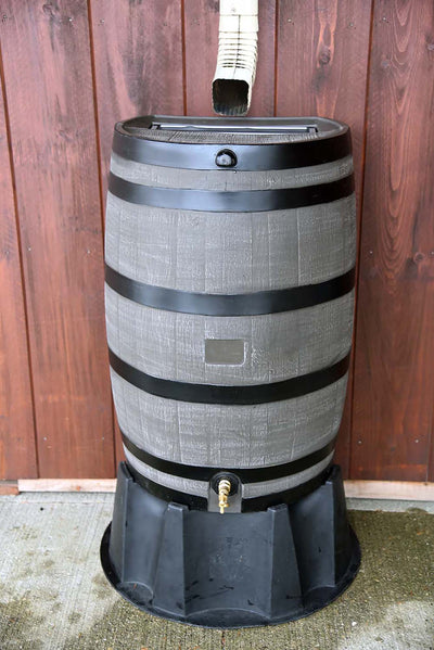 RTS Deco Rain Barrel - Woodgrain with Brass Spigot 50 Gallon - GreenLivingSupply-Store