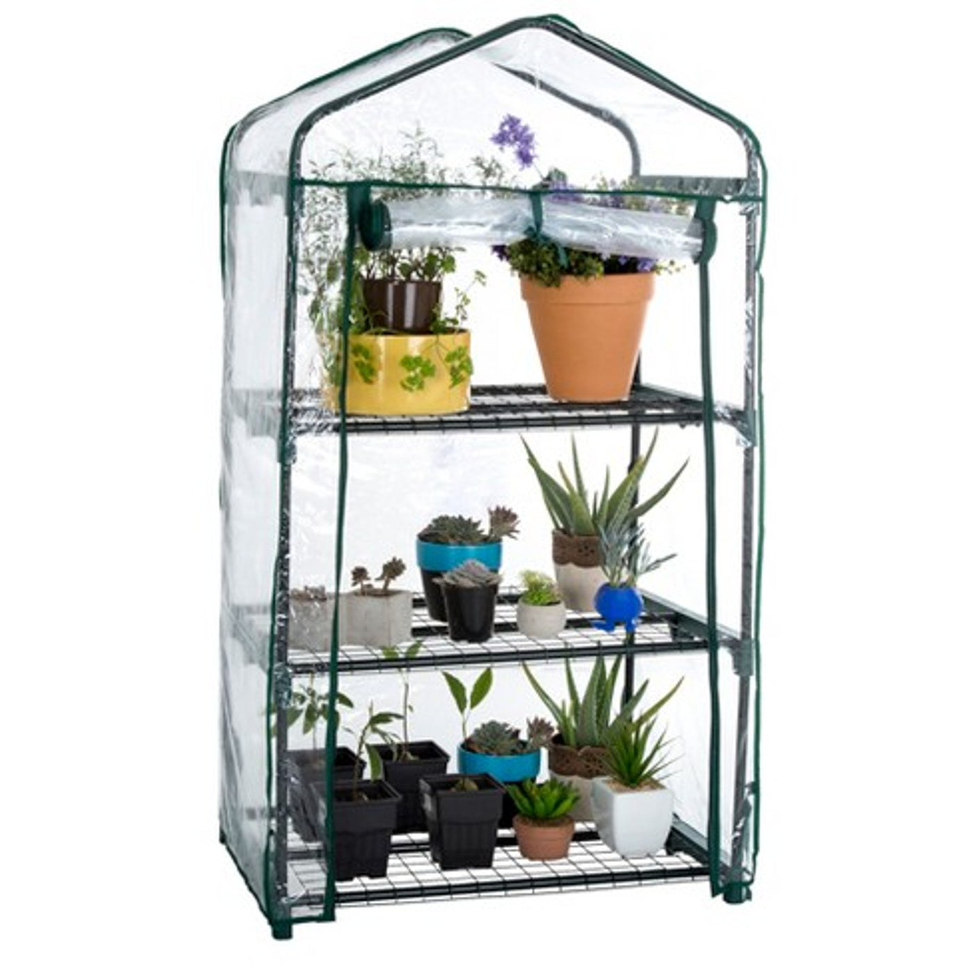 3 Tier Portable Rolling Greenhouse with Clear Cover