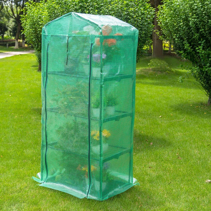 4 Tier Portable Rolling Greenhouse with Opaque Cover