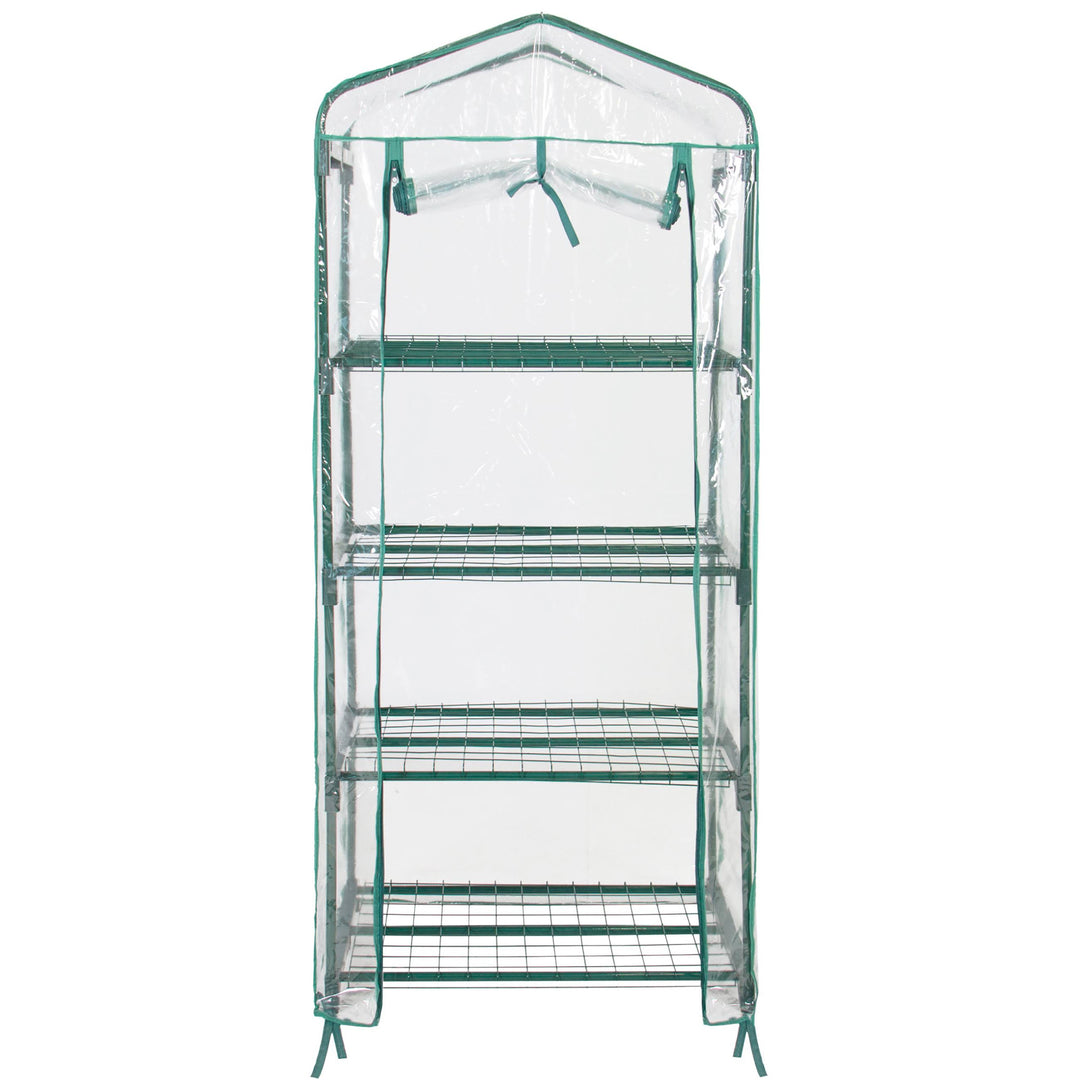 4 Tier Portable Rolling Greenhouse with Clear Cover