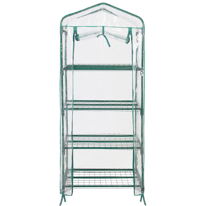 4 Tier Portable Rolling Greenhouse with Clear Cover