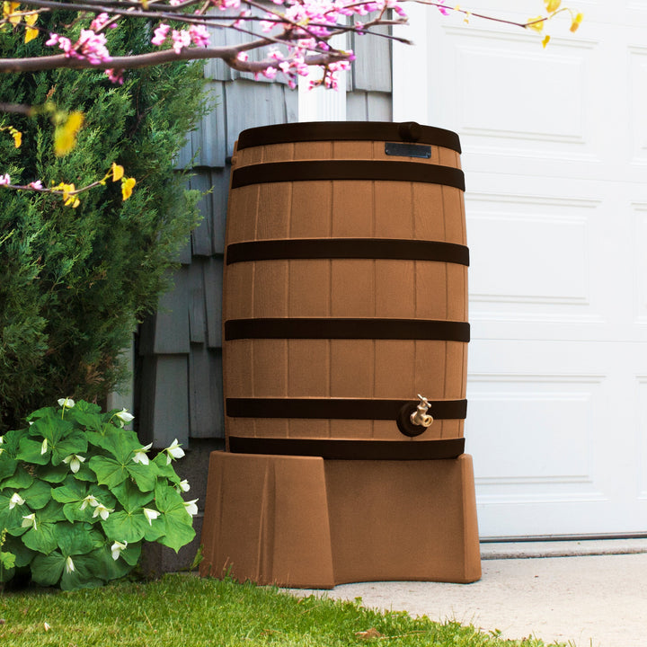 Rain Wizard 50 Gallon Rain Barrel with Darkened Ribs