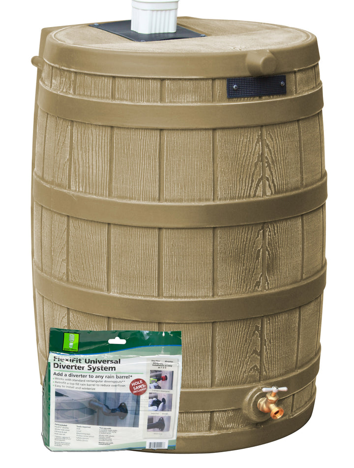 Rain Wizard 50 Gallon Rain Barrel with Diverter Kit Included
