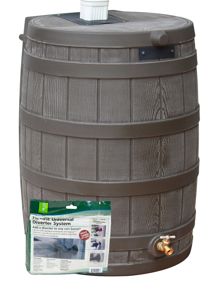 Rain Wizard 50 Gallon Rain Barrel with Diverter Kit Included