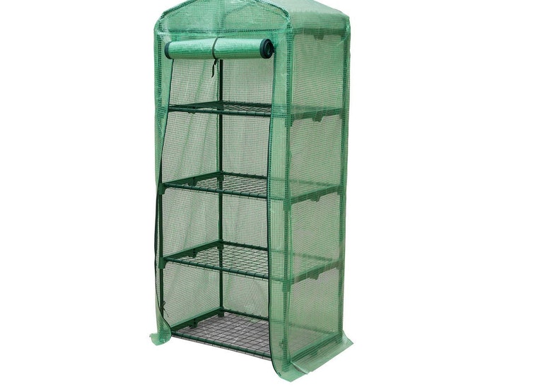 4 Tier Portable Rolling Greenhouse with Opaque Cover