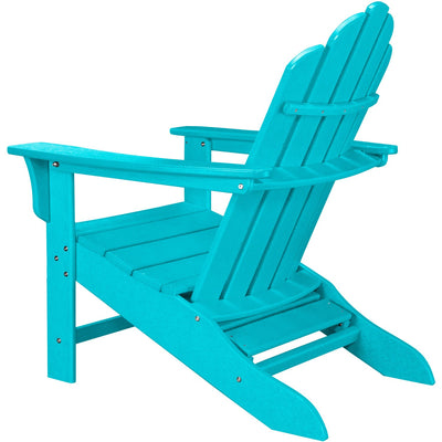 Hanover All-Weather Adirondack Chair w/ Attached Ottoman - Blue, Aruba - GreenLivingSupply-Store
