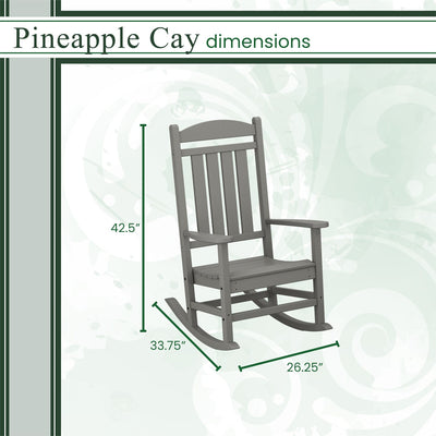 Hanover All-Weather Pineapple Cay Porch Rocker - Grey - GreenLivingSupply-Store