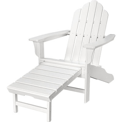 Hanover All-Weather Adirondack Chair w/ Attached Ottoman - White - GreenLivingSupply-Store