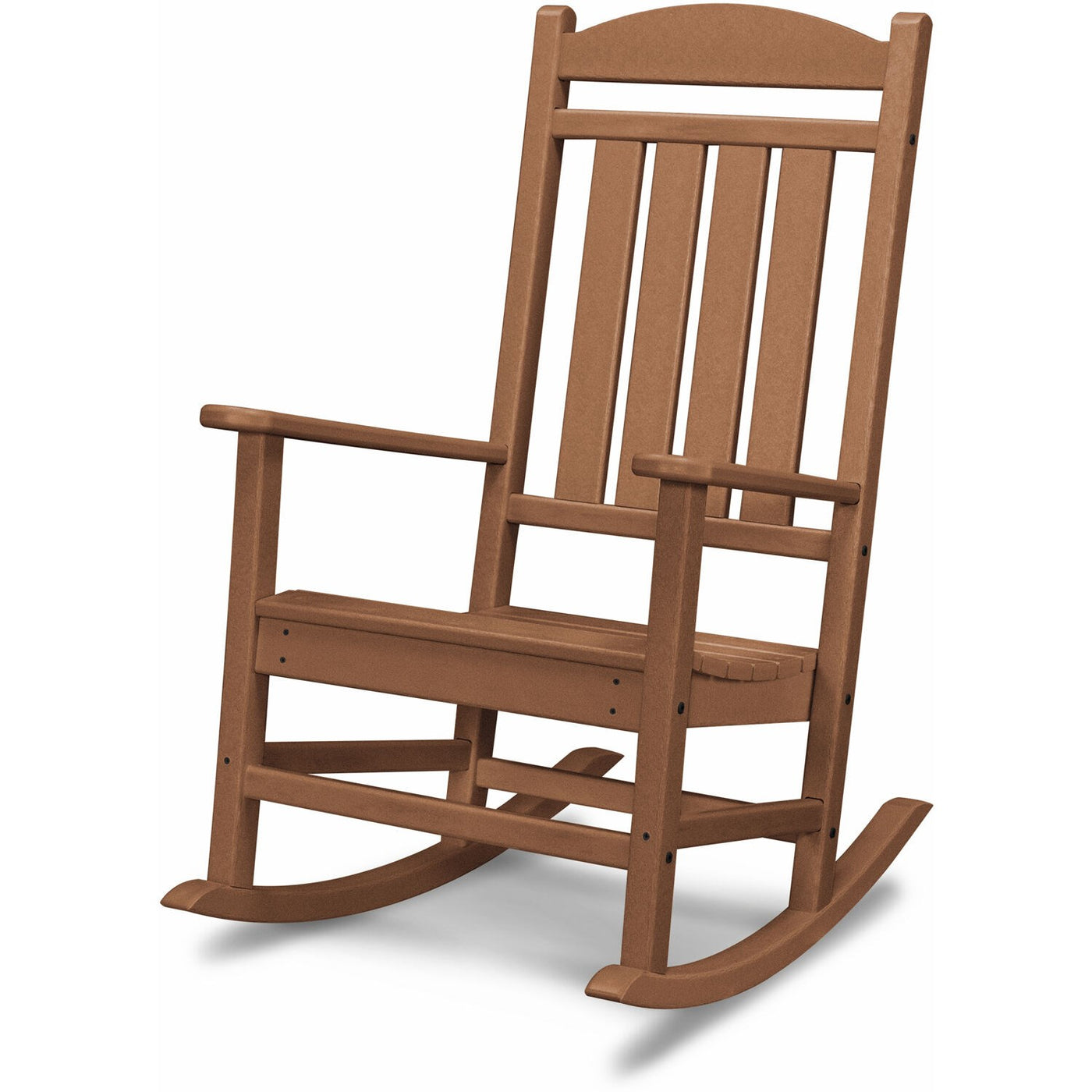 Hanover All-Weather Porch Rocker Set: 2 Porch Rockers and Side Table - Teak