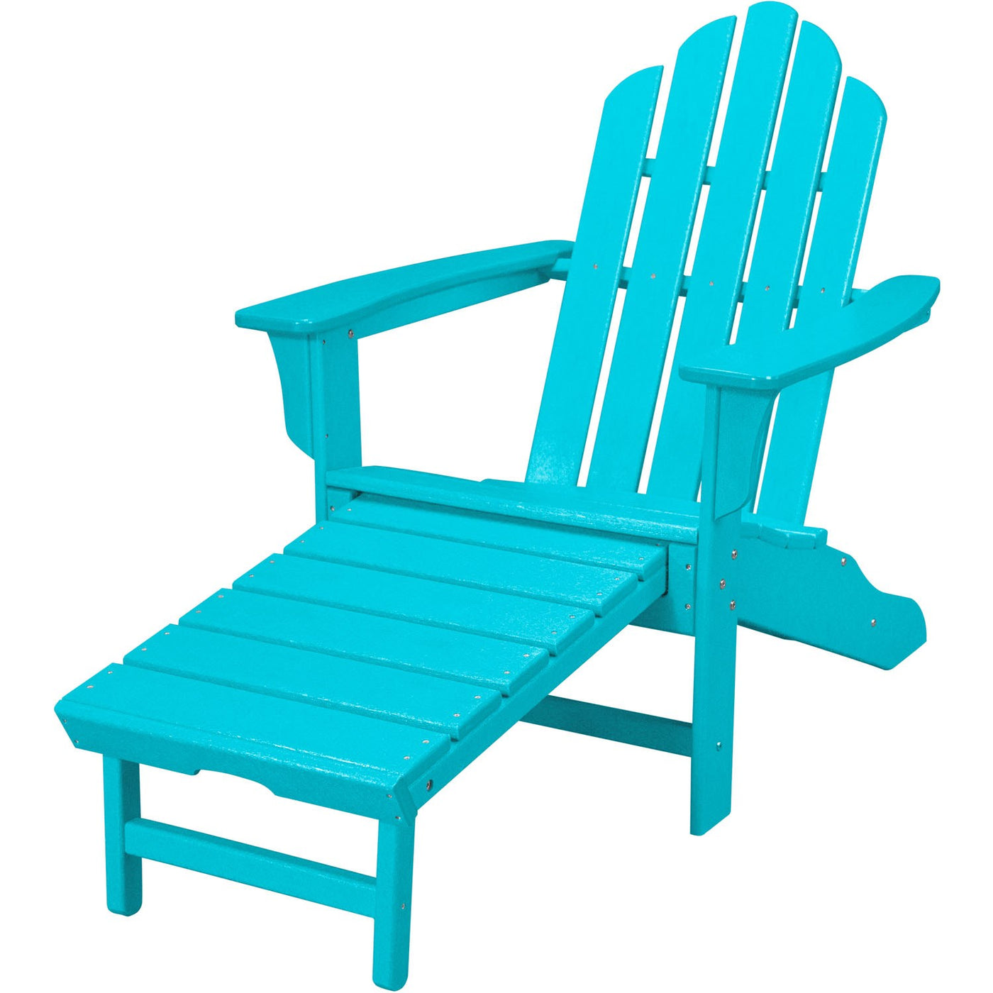 Hanover All-Weather Adirondack Chair w/ Attached Ottoman - Blue, Aruba - GreenLivingSupply-Store