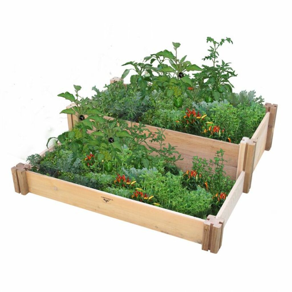 Gronomics Western Red Cedar Multi-Level Rustic Raised Garden Bed 36x36x13 (Unfinished)