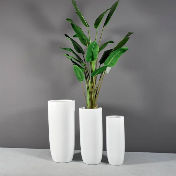 Jay Scotts Saint Tropez Tall Round Fiberglass Planter 12" Dia x 32" Tall